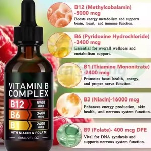Gotas Líquidas de Complejo de Vitamina B, <span class=keywords><strong>B12</strong></span>, B6, <span class=keywords><strong>B1</strong></span>, para Energía Física, Salud del Cerebro, Corazón y Digestión - Product Image 3