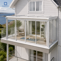 Véranda en verre sur mesure pour balcon, résistante aux intempéries, en aluminium