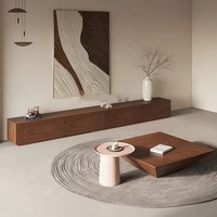 Meuble TV en bois de noyer Table basse en bois massif moderne combinaison plancher plafond haut de gamme salon ménage Simple meuble TV