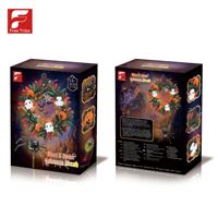 11055 Guirlande d'araignées 800+ pièces Blocs de construction en plastique sur le thème des animaux pour Halloween, Décoration de couronne florale sombre, Jouet cadeau pour adolescents et adultes