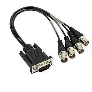 Hdb 15 to 4 Bnc Multimedia Cable OEM Vga Db15 Male Black Gold PVC Plastic Bag Video Polybag Copper RCA Computer Monitor Stock 2m