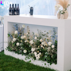 LEDA Family Banquets Parties Acrylic <b>Table</b> White Bar <b>Table</b> With Floral Arrangement - Product Image 4