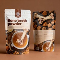 Sachet d'emballage alimentaire personnalisé imprimé numériquement, résistant à l'humidité, avec fermeture éclair, Doypack, pour poudre de bouillon d'os
