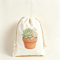 Sac à cordon en toile robuste et personnalisé, motif dessin animé, écologique, avec poignée, logo sérigraphié, réutilisable et lavable pour la maison