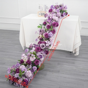 DKB Artificial Flower Factory Wholesale Flower Runner Purple <b>Table</b> Centerpiece Flower Runner Wedding Arrangements Aisle - Product Image 2