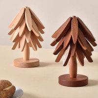Sous-verres et dessous de plat en bois écologique vintage en forme de feuille, anti-brûlure, résistants à la chaleur et isolants