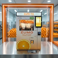 Automatische sinaasappelpers voor sap, slimme sapdispenser met bekerzegeling voor commerciële gebieden met veel verkeer