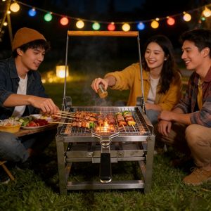 <span class=keywords><strong>Parrilla</strong></span> de Barbacoa Giratoria de Acero Inoxidable al por Mayor, <span class=keywords><strong>Parrilla</strong></span> de Carbón para Exteriores, Ideal para Reuniones y Campamentos - Product Image 2