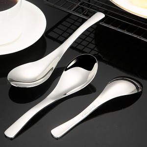 Cucharas de sopa chinas de acero inoxidable de estilo moderno, cuchara de Metal para arroz, sopa, café y postre - Product Image 4