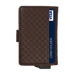 Porte-cartes fin en PU CardHoda avec motif géométrique et fermeture à bouton, design unisexe - Product Image 5
