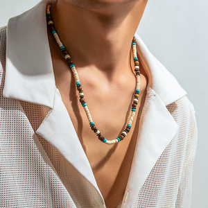 2024 été à la mode <span class=keywords><strong>surfeurs</strong></span> à la main en bois Turquoise perlé collier Bracelets Boho noix de coco coquille tour de cou pour hommes - Product Image 3