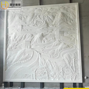 Relieve de piedra tallada Jiahua con diseño de la Gran Muralla China, panel decorativo de arte en mármol de estilo chino. - Product Image 5
