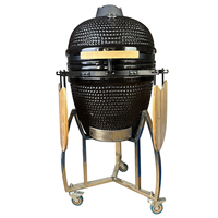 Barbecue Kamado en céramique de 21 pouces, en acier inoxydable, haute pression, pour jardin extérieur, fumoir au charbon de bois