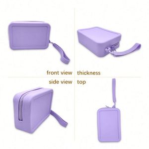 Trousse de Maquillage de Voyage en Silicone Violet, Petite Pochette Cosmétique Portable Étanche avec Fermeture Éclair, Portefeuille Court Unisexe pour Pinceaux - Product Image 6