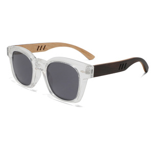 Wooden Polarized Full Rim Unisex Vintage Fashion Square <b>Sunglasses</b> with Lightweight Wood Temples PC Frame and UV400 Protection - Product Image 5