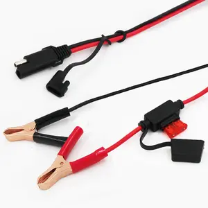 12V 24V Car Battery Alligator Crocodile Clip to SAE Quick Release Adapter Connector Extension Cable with 10A Box Fuse