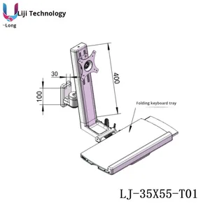 New T01/2/3 tích hợp nhôm hiển thị đứng màn hình cantilever máy công cụ máy tính Bàn phím khung màn hình kép 90 độ - Product Image 6