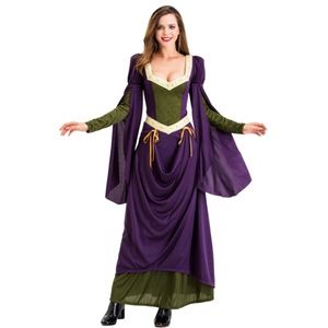 Vestido de Reina Medieval Europea con Cintura Imperio, Corte A, Escote Redondo, Colores en Contraste, 50% de Tela, Disfraz de Halloween, Fiesta, Actuación - Product Image 5