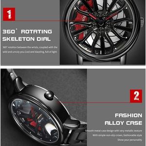 Relojes Deportivos de Lujo para Hombre, Caja de Aleación de Acero Inoxidable, Resistentes al Agua, Diseño de Llanta de Auto, Mecánicos Giratorios, Correa de Cuero Seiko - Product Image 4