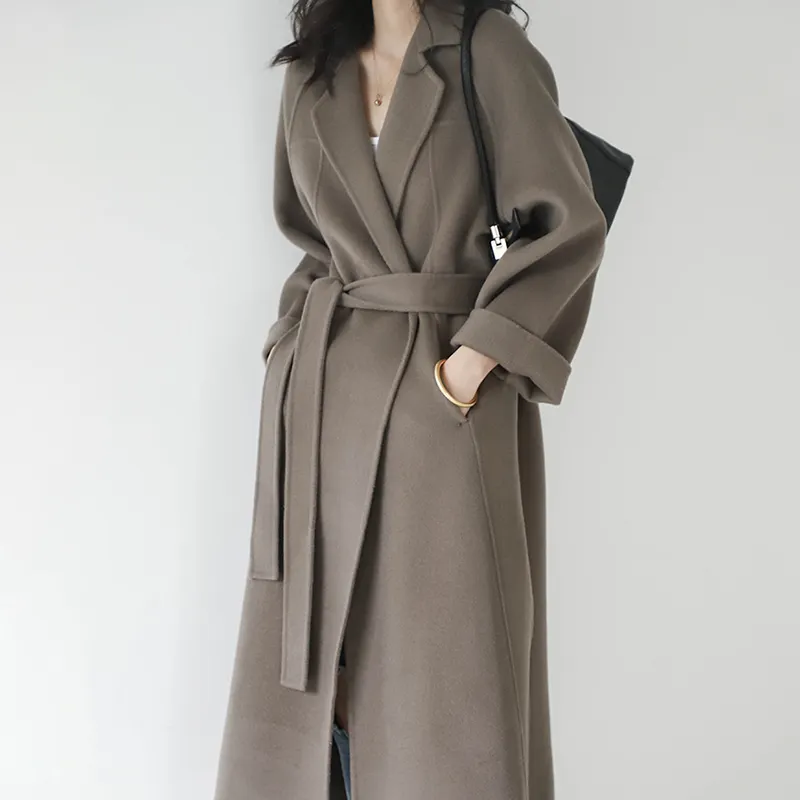 Kadın yün ve karışımları yeni kış katı renk yeni tasarım ceket moda zarif commuting yün ceket sıcak satış yeni desen