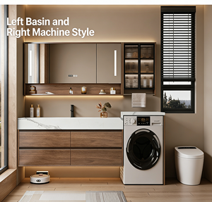 Mueble de baño minimalista suspendido con lavabo, cajones de gran capacidad y superficie de piedra - Product Image 1