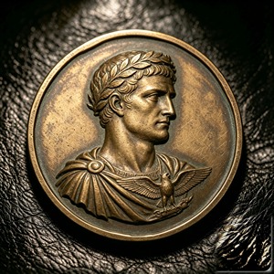 Pièce commémorative ronde en cuivre personnalisée de <span class=keywords><strong>1</strong></span> oz, Jules César, couronne de lauriers, empereur romain, relief élevé, impression UV, souvenir, cadeau - Product Image 1