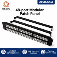Panneau de brassage modulaire 48 ports 2U 19 pouces pour montage en rack CAT6 CAT6A UTP STP RJ45 avec support de gestion des câbles