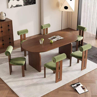 Ensemble table et chaises de salle à manger en bois de frêne massif de style rétro français avec plateau tournant, écologique, idéal pour les petits appartements