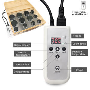 Kotak bambu pemanas Spa terapi tubuh elektronik, produk pijat, kotak pemanas batu panas batu basal hitam - Product Image 2