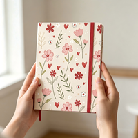 Carnet de notes A5 personnalisé à couverture rigide avec impression florale en forme de cœur, journal, papeterie, cadeau