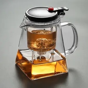 750毫升冰茶机咖啡壶透明方形耐热玻璃茶壶壶带新闻释放过滤器