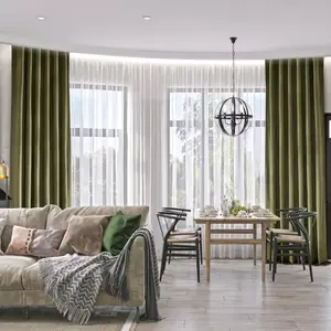 JA Custom Luxury Green Dubai Blackout Window Curtains Heavy Velvet Drapes With Modern Style For Hospital And Hotel Use