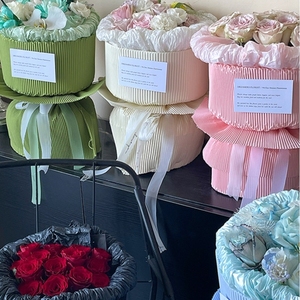 Lucia lf160642 kết cấu xếp li túi hoa vải hoa vật liệu đóng gói cho người bán hoa bó hoa loại giấy thủy tinh - Product Image 1