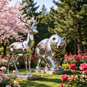 Escultura <span class=keywords><strong>de</strong></span> Acero Inoxidable W17 con Acabado <span class=keywords><strong>de</strong></span> Espejo, <span class=keywords><strong>Estatua</strong></span> Metálica Decorativa para Paisajes, Centros Comerciales y Lugares Emblemáticos - Product Image 1