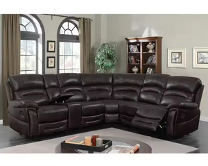 Sofá esquinero reclinable de cuero sintético, muy vendido, con consola de almacenamiento expandible, ideal para la sala de estar. - Product Image 5