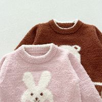 Ensemble de vêtements d'intérieur doux et moelleux en polaire mi-longue pour bébé, nouveau-né, automne et hiver, Angou, mignon petit lapin, pour garçons et filles
