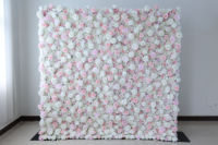 Toile de fond murale à fleurs M06 8ft x 8ft 3D panneau de fleurs en soie artificielle rose vif pivoine hortensia fleur mur pour décoration de mariage