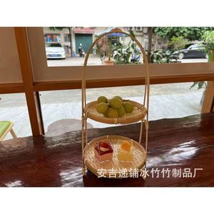 Plateau portable en bambou tressé fait main pour fruits et pâtisseries, idéal pour la maison, les gâteaux de fiançailles, les desserts et la dégustation de thé. - Product Image 4