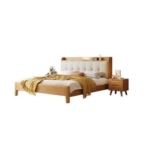 <span class=keywords><strong>Cama</strong></span> Contemporánea de Madera de Roble Natural con Luz Nocturna Recargable y Fácil Montaje para Dormitorio Moderno - Product Image 5