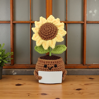 Poupée Tournesol Crocheté à la Main Article Décoratif Personnalisable Contenu Carte Tricoté Fleurs En Pot Objets Décoratifs Uniques