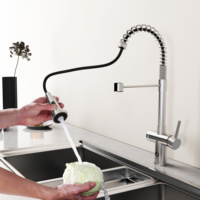 Robinet de cuisine contemporain en acier inoxydable 304 brossé, économie d'eau, contrôle automatique sans contact par capteur, monotrou