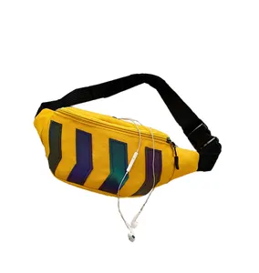 时尚黄色女男运动定制标志印花手机帆布斜挎包腰包