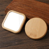 Vente en Gros Usine Ensemble Miroir de Maquillage en Bois Massif et Bambou, Compact, Portable, de Poche, avec Peigne, Miroir à Main en Noyer et Chêne
