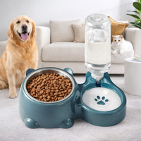 Fontaine automatique 2 en 1 pour animaux domestiques, bol d'alimentation en plastique écologique à motif solide pour chiens et chats