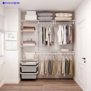 Système d'organisation de placard <span class=keywords><strong>suspendu</strong></span> moderne en métal verrouillable, étagères réglables en fil métallique, paniers en maille pour chambre à coucher, atelier - Product Image 5