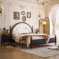 Lit plateforme king-size de style chinois, esthétique Song, broderie de style antique, bois de caoutchouc massif