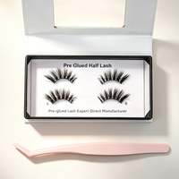 Faux cils demi-bande pré-collés effet œil de poupée, avec bande transparente, emballage personnalisé, pour grossistes de produits de beauté en Europe et en France