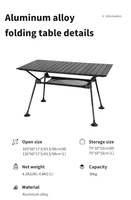 XATP Table de camping pliante extérieure en aluminium durable à grand espace Table portable avec hauteur réglable