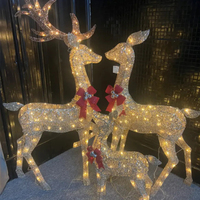 Grand 3 Pièces Led Lumineux Vacances 3d Cerf Famille Buck Doe Faon Renne Motif De Noël Lumière Pour Décorations De Noël En Plein Air