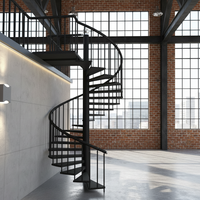 Escalier en colimaçon en verre pour villa et commerce, facile à installer, avec marches en bois pour extérieur résidentiel